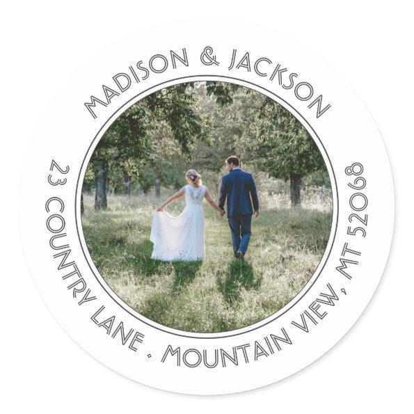 Return Address Modern White Photo Wedding Labels