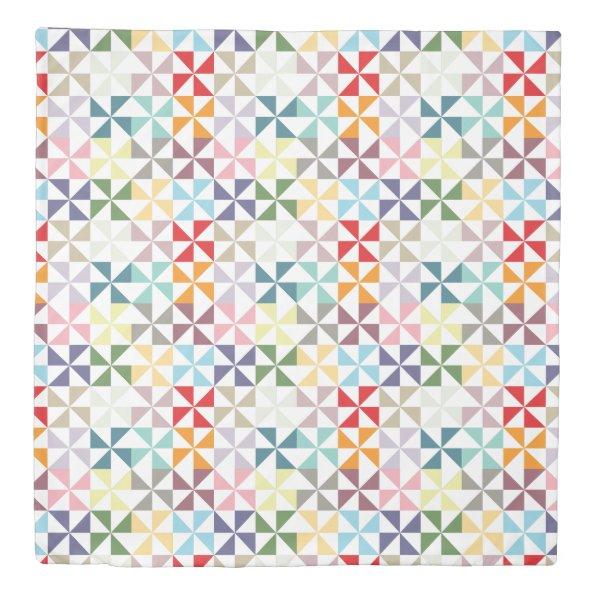 Reversible Colorful Pinwheel Pattern Duvet Cover