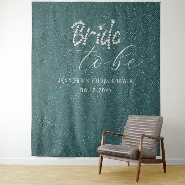 Rhinestone Script Green Bridal Shower Backdrop