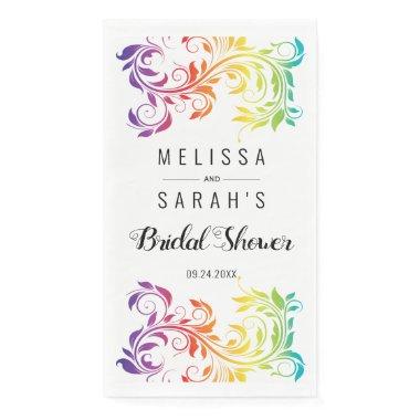 Rianbow colors scroll leaf lesbian bridal shower  paper guest towels