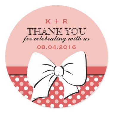 Ribbon and Bow Polka Dots Wedding Stickers