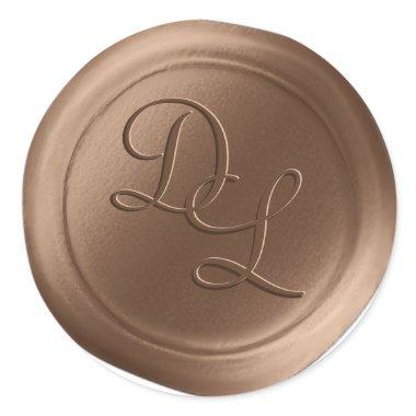 Rich Bronze 2 Letter Monogram Wax Seal Stickers