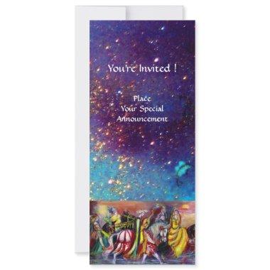 RIDERS IN THE NIGHT ,bright vibrant blue sparkles Invitations