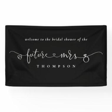 Ring Heart Future Mrs Black White Bridal Shower Banner