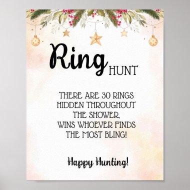 Ring Hunt Christmas Bridal Shower Game Sign