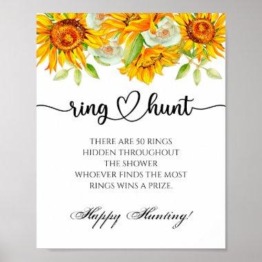 Ring hunt game bridal shower floral wedding poster