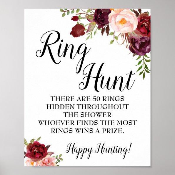 Ring hunt game Bridal shower marsala sign