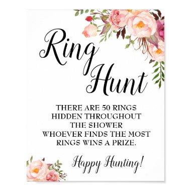 Ring hunt game Bridal shower pink floral wedding Poster