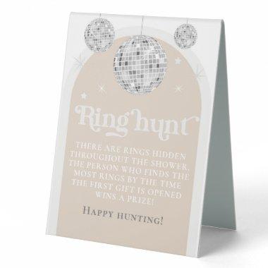 Ring Hunt Game Disco Ball  Table Tent Sign