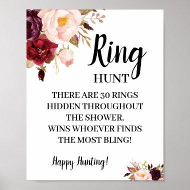 Ring Hunt Marsala Bridal Shower Game Sign