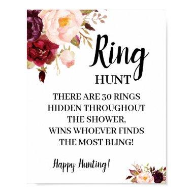 Ring Hunt Marsala Bridal Shower Game Sign