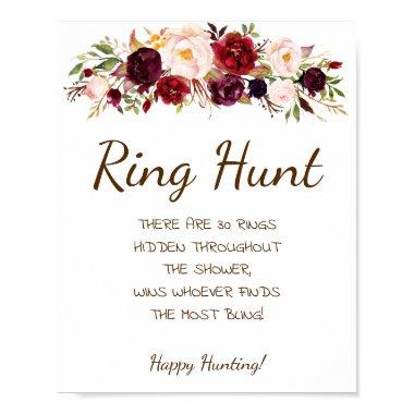 Ring Hunt Marsala Flowers  Game Sign