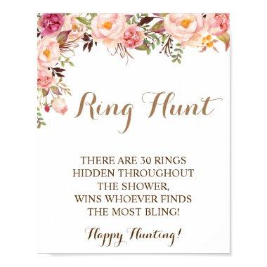 Ring Hunt Pink Floral Bridal Shower Game Sign