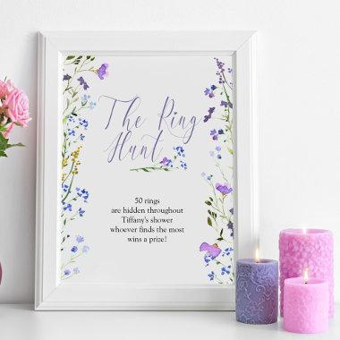 Ring Hunt Purple Wildflower Bridal Shower Poster