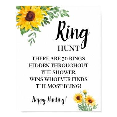 Ring Hunt Sunflowers Bridal Shower Game Sign