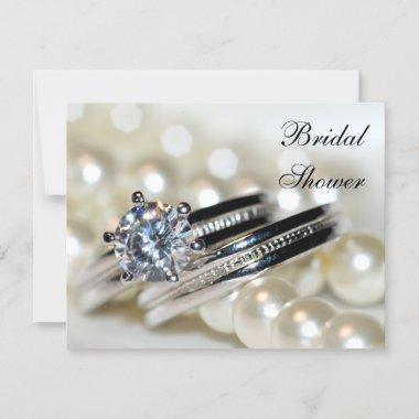 Rings and White Pearls Bridal Shower Invitations
