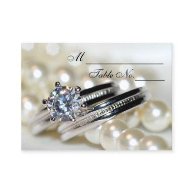 Rings and White Pearls Wedding Place Invitations