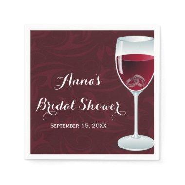 Rings in Wine Glass Bridal Wedding Paper Napkins
