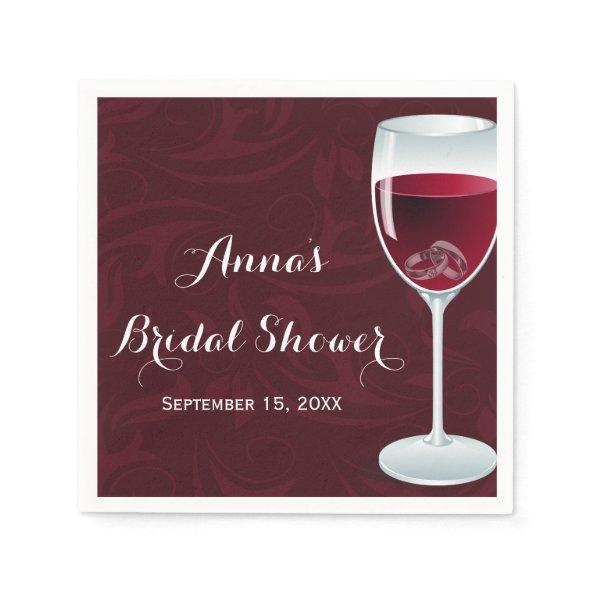 Rings in Wine Glass Bridal Wedding Paper Napkins
