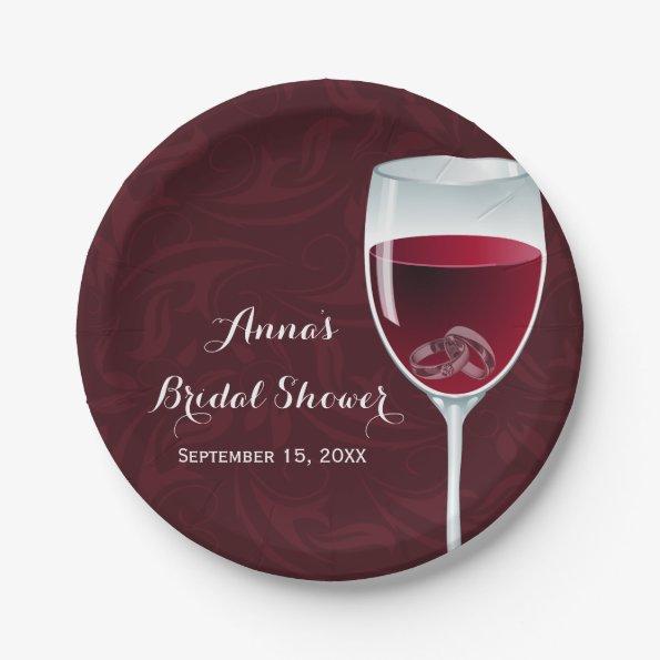 Rings in Wine Glass Bridal Wedding Shower Paper Plates