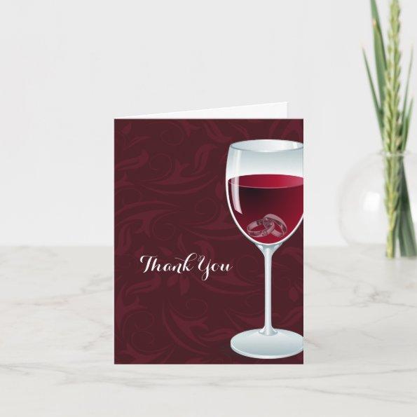 Rings in Wine Glass Bridal Wedding Shower Thanks Thank You Invitations