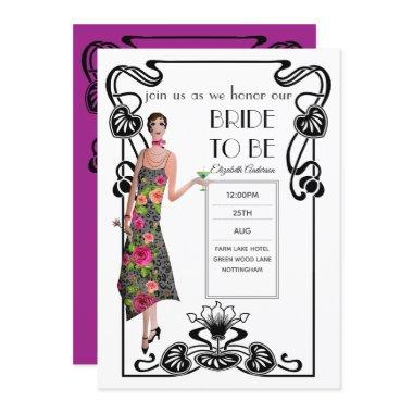 Roaring 20s Flapper Art Deco Gatsby Bridal Shower Invitations