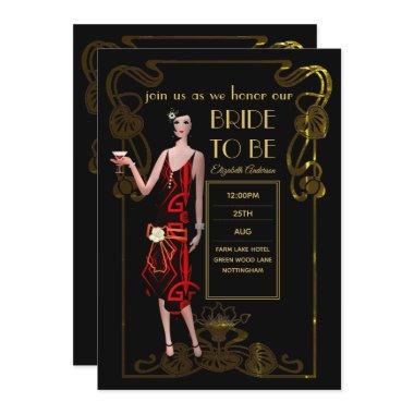 Roaring 20s Flapper Art Deco Gatsby Bridal Shower Invitations