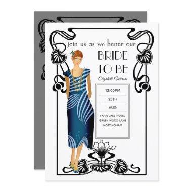 Roaring 20s Flapper Art Deco Gatsby Bridal Shower Invitations