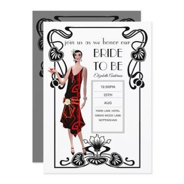 Roaring 20s Flapper Art Deco Gatsby Bridal Shower Invitations