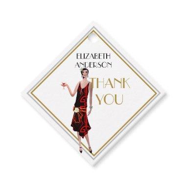 Roaring 20s Flapper Gatsby Thank You Black Gold Favor Tags