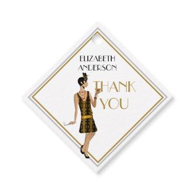 Roaring 20s Flapper Gatsby Thank You Black Gold Favor Tags
