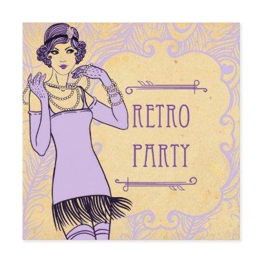 Roaring 20's Flapper Girl Retro Party Invitations