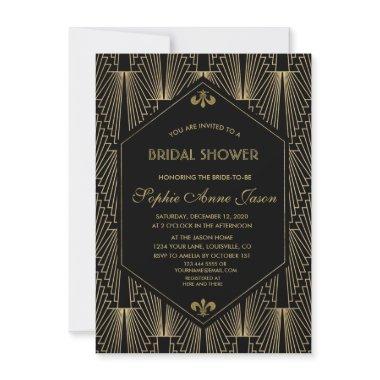 Roaring 20s Great Gatsby Art Deco Bridal Shower Invitations