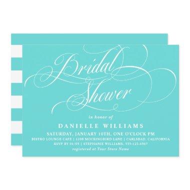 Robin Egg Blue Calligraphy Bridal Shower Invitations