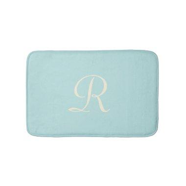 Robin's Egg Blue Monogrammed Plush Bath Mat