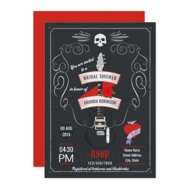 Rock and Roll Chalkboard Bridal Shower Invitations