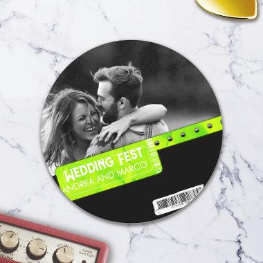 Rock and Roll Wedding Ticket Concert Boarding Pass Classic Round Sticker