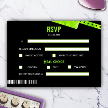 Rock and Roll Wedding Ticket Concert Boarding Pass RSVP Card