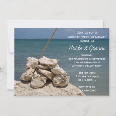 Rocks on Beach Couples Wedding Shower Invitations