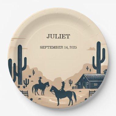 Rodeo Retro Horse Rustic Western  Paper Plates