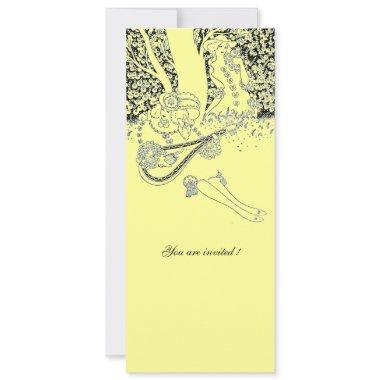 ROMANCE,ROMANTIC LOVERS BLACK YELLOW WEDDING PARTY Invitations