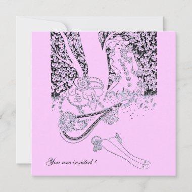 ROMANCE /ROMANTIC LOVERS PINK LILAC WEDDING PARTY Invitations