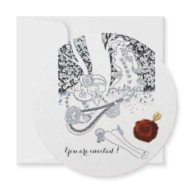 ROMANCE,ROMANTIC LOVERS RED WAX SEAL Black White
