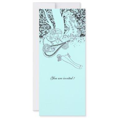 ROMANCE /ROMANTIC LOVERS TEAL BLUE WEDDING PARTY Invitations