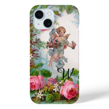 ROMANTIC ANGEL GATHERING PINK ROSES AND FLOWERS iPhone 15 CASE