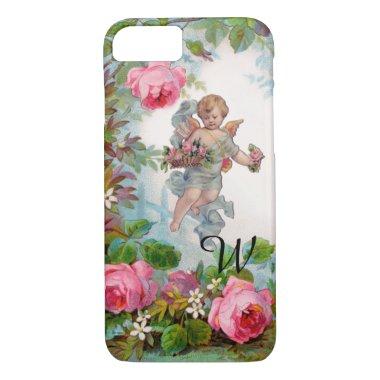 ROMANTIC ANGEL GATHERING PINK ROSES AND FLOWERS iPhone 8/7 CASE