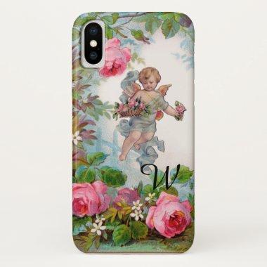 ROMANTIC ANGEL GATHERING PINK ROSES AND FLOWERS iPhone X CASE