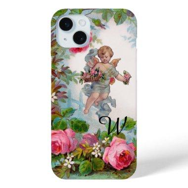 ROMANTIC ANGEL GATHERING PINK ROSES AND FLOWERS iPhone 15 PLUS CASE