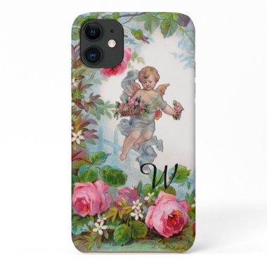 ROMANTIC ANGEL GATHERING PINK ROSES AND FLOWERS iPhone 11 CASE