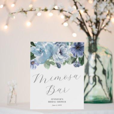 Romantic Blue Floral Bridal Shower Mimosa Bar Sign